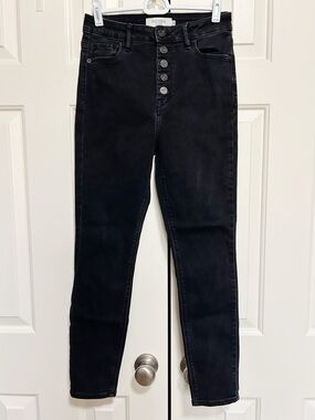 Hidden Jeans 28 Black Button Fly Skinny Classic Normcore Y2K